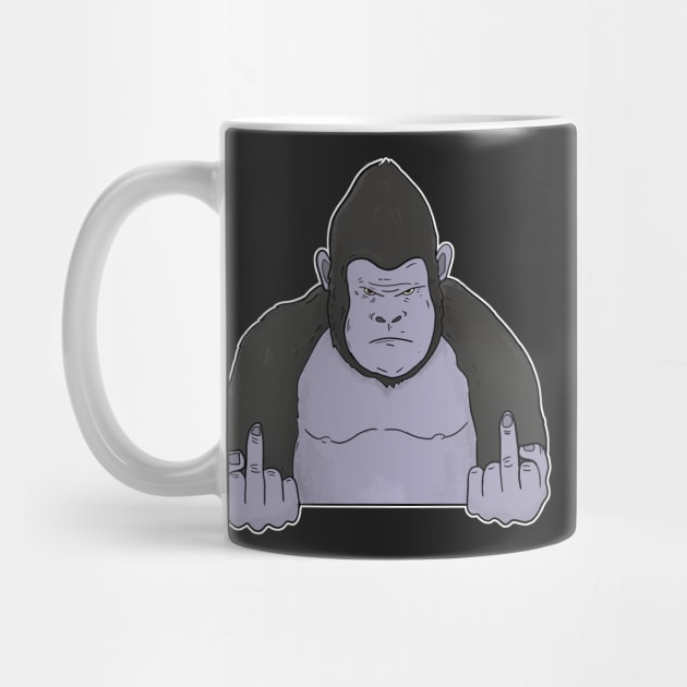 Grumpy Gorilla Holding Middle Finger by Mesyo